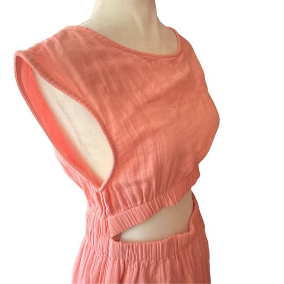 NWT Elan Coral Cut Out Midi Dress SZ M 100% Cotton Breezy Summer Wear - Picture 5 of 16